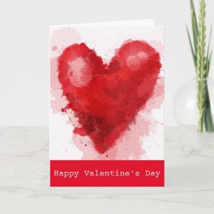 Röd vattenfärgad hjärtgotisk flicka Valentine Helgkort
