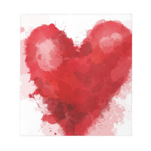 Röd vattenfärgad hjärtgottisk flicka valentin anteckningsblock