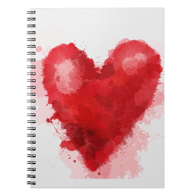 Röd vattenfärgad hjärtgottisk flicka valentin anteckningsbok (Framsidan)
