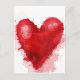 Röd vattenfärgad hjärtgottisk flicka valentin helg vykort