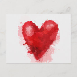 Röd vattenfärgad hjärtgottisk flicka valentin helg vykort