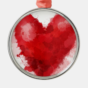 Röd vattenfärgad hjärtgottisk flicka valentin julgransprydnad metall