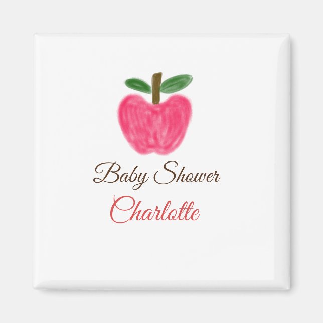 Röd vattenfärgsapperdusch, lägg till namn rubrik magnet (Framsidan)