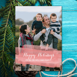 Röd vattenfärgspenseldrag Jul Fotokort Julkort