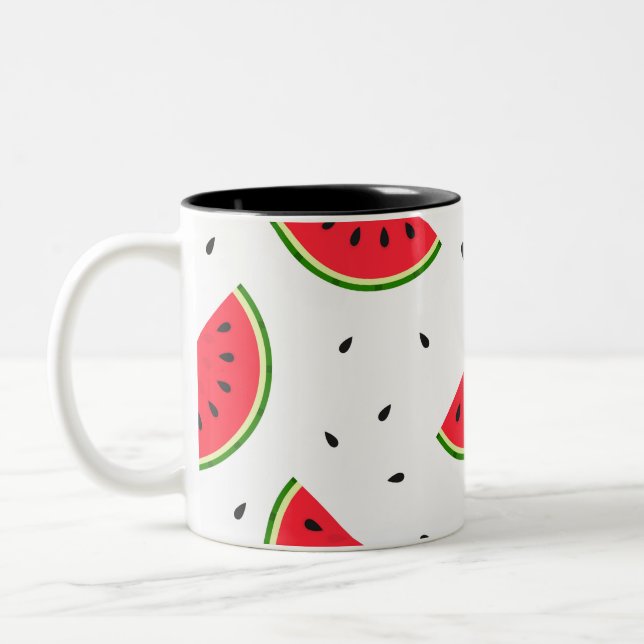 Röd vattenmelonfrukt Två-Tonad mugg (Vänster)