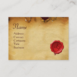 RÖD VAX SEAL ANTIQUE PARCHMENT Monogram Visitkort