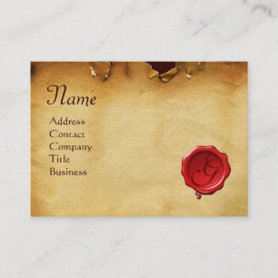 RÖD VAX SEAL ANTIQUE PARCHMENT Monogram Visitkort