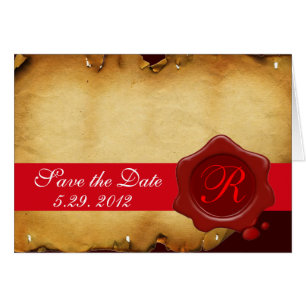 RÖD VAX SEAL MONOGRAM, BROWN PARCHMENT HÄLSNINGSKORT