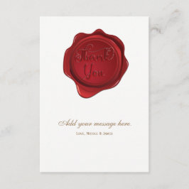 Röd vaxförsegling Elegant formell bröllop tack Kort