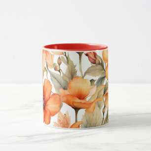 Röd Vild Flowers Watercolor Art Mugg