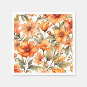 Röd Vild Flowers Watercolor Art Pappersservett
