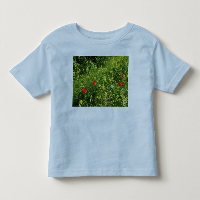 Röd vildblomsäng Bebis T-Shirt (Framsida)