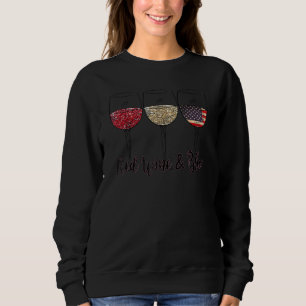 Röd vin & Blå 4:e Juli Vin Rött Vitt Blått Wi T Shirt