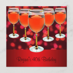 Röd vin glas för 40-årsdag inbjudningar