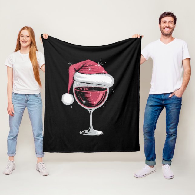 Röd vin glas jul rolig jul Xmas  Fleecefilt (På plats)