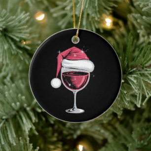 Röd vin Glas Jul Rolig Jul Xmas Julgransprydnad Keramik