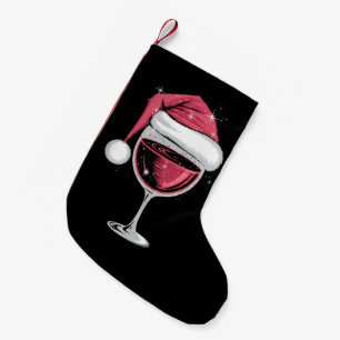 Röd Vin Glas Jul Rolig Jul Xmas Liten Julstrumpa