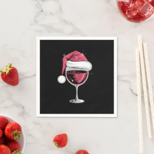 Röd Vin Glas Jul Rolig Jul Xmas Pappersservett