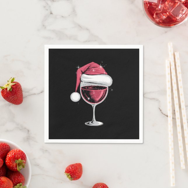 Röd Vin Glas Jul Rolig Jul Xmas  Pappersservett (Insitu)