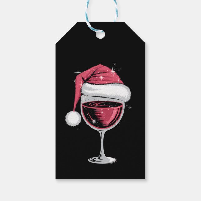 Röd vin Glas Jul Rolig Jul Xmas  Presentetikett (Baksidan)