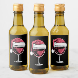 Röd Vin Glas Jul Rolig Jul Xmas Vinetikett