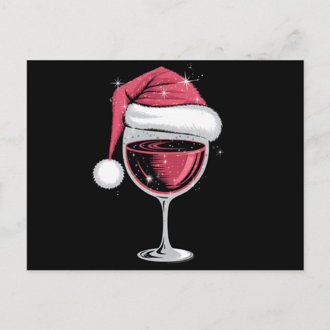 Röd vin glas jul rolig jul Xmas  Vykort (Framsida)
