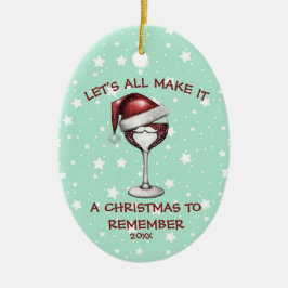 Röd vin Glas med Tomtehatt Vinälskare Ornament