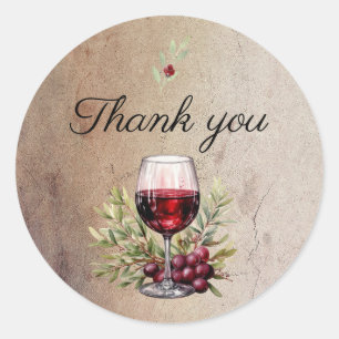 Röd Vin Glass Olive Watercolor 50:e födelsedagen Runt Klistermärke