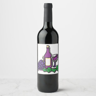 Röd Vin och druvor Vinflaska Etikett