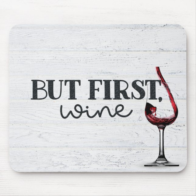Röd Vin på trä Musmatta (Framsidan)