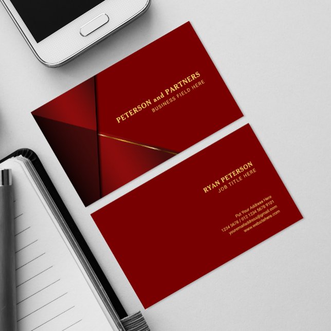 Röd Vinkel med Golden Line | Röd Visitkort (Skapare uppladdad)