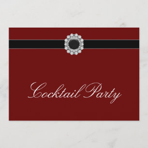 Röd vinsty Diamant Röd Svart Cocktailfest Inbjudningar