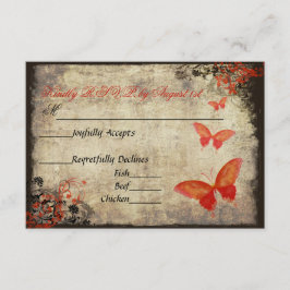 Röd Vintage Butterfly-Bröllop OSA Card Kort