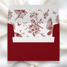Röd vintage chinoiserie blomfågel