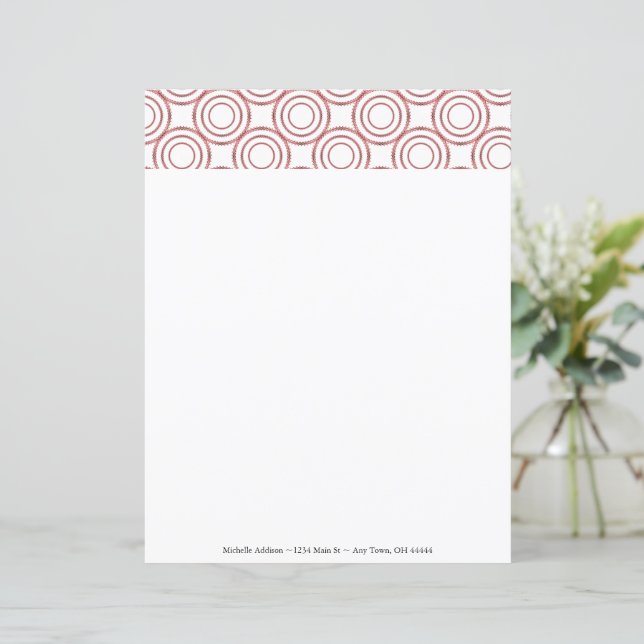 Röd Vintage Circle Mönster anpassar Papper (Stående Fram)
