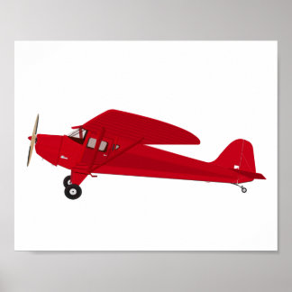 Röd Vintage Flygplan Barn Dekoration Tryckt Affisc Poster