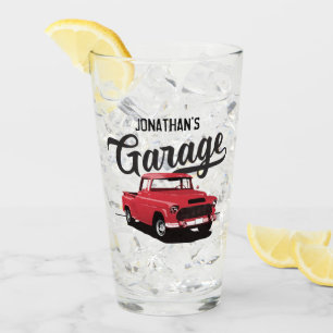 Röd Vintage Lastbil Namn Anpassningsbar Glass Tumb Glaskopp