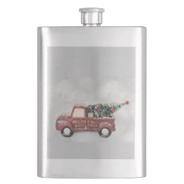 röd vintage lastbil på en grått-bokeh-bakgrund fickplunta