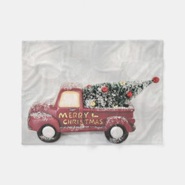 röd vintage lastbil på en grått-bokeh-bakgrund fleecefilt