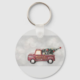 röd vintage lastbil på en grått-bokeh-bakgrund nyckelring