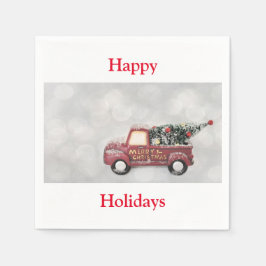 röd vintage lastbil på en grått-bokeh-bakgrund pappersservett