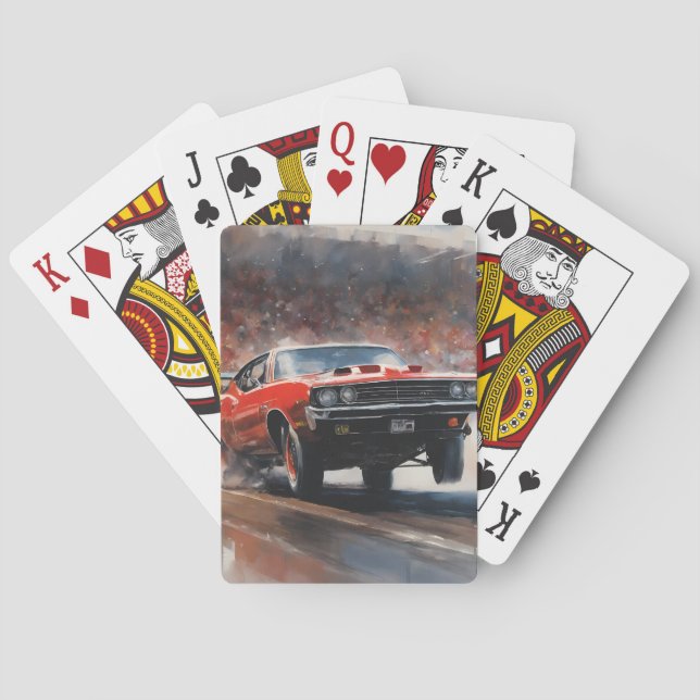 Röd Vintage - muskelbil Casinokort (Baksidan)