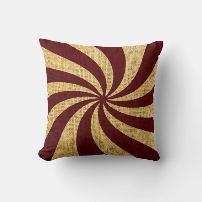 Röd vintagecirkusspiral kudde (Framsida)