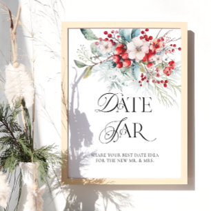 Röd vinter-Blommigt Möhippa Datum för kvällsidéer Poster