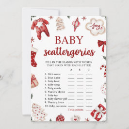 Röd Vinter Jul Baby Shower Scattegories Spel Inbjudningar