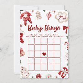 Röd Vinter Jul Bebis Bingo Baby Shower Spel Inbjudningar