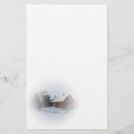 Röd vinter Land Barn i snö täckt Brevpapper