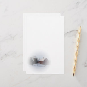 Röd vinter Land Barn i snö täckt Brevpapper