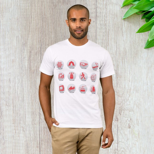 Röd vinter sport- och campingikon t shirt (Skapare uppladdad)