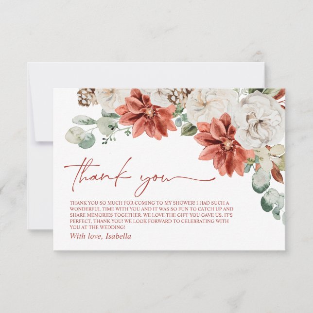 Röd vinterjul - Möhippa tack för ditt kort (Framsida)